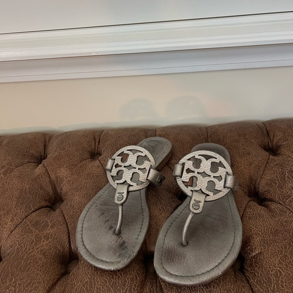 Tory Burch Metallic Silver Sandals